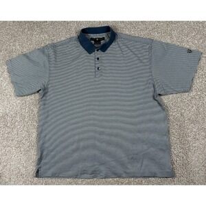 Vintage Nike Tiger Woods Polo Shirt Men Extra Large Blue Striped Short Sleeve XL